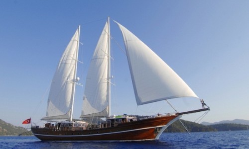 Sailing along the Mediterranean coves by gulets